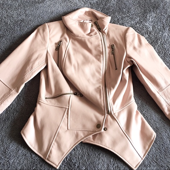 NEW Blush Pink Leather Jacket GILI - Picture 7 of 16